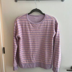 Light purple, cream, and pink small stripes crewneck sweatshirt